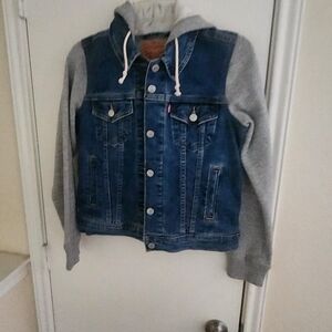 Levi's Blue Denim Jacket with Gray Sleeves
